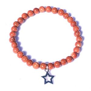 Golden Sandstone Silver Star Stretch Bracelet